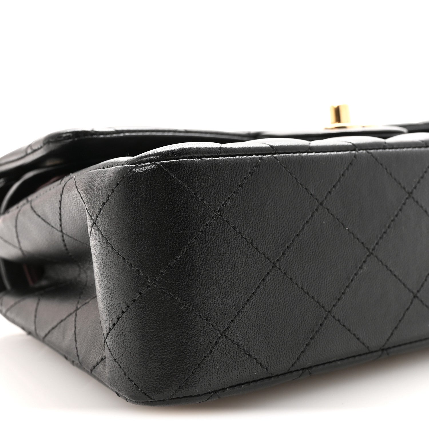 Lambskin Quilted Small Double Flap Black