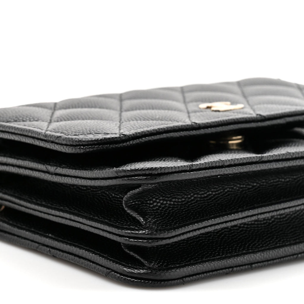 Caviar Quilted Mini Wallet On Chain WOC Black