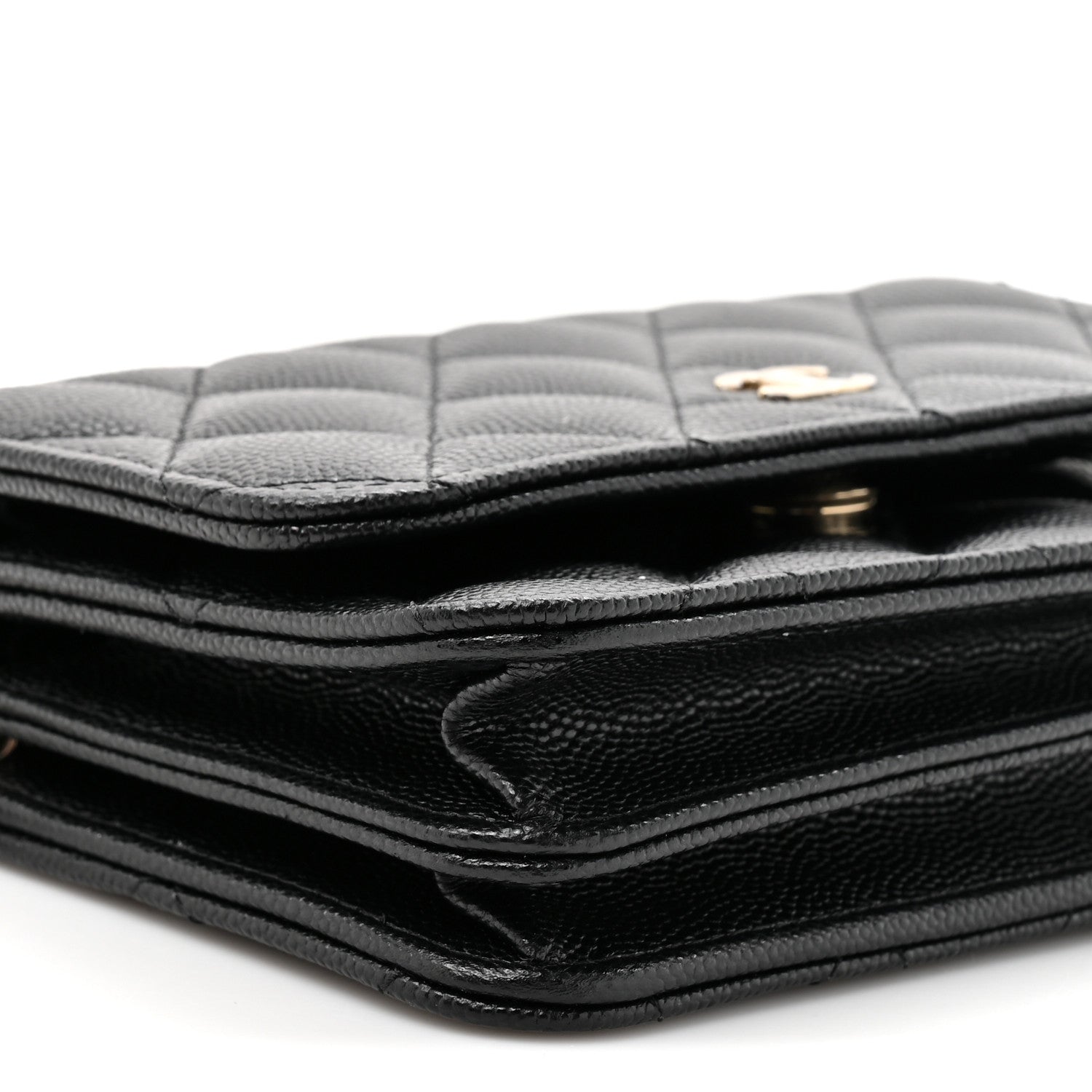 Caviar Quilted Mini Wallet On Chain WOC Black