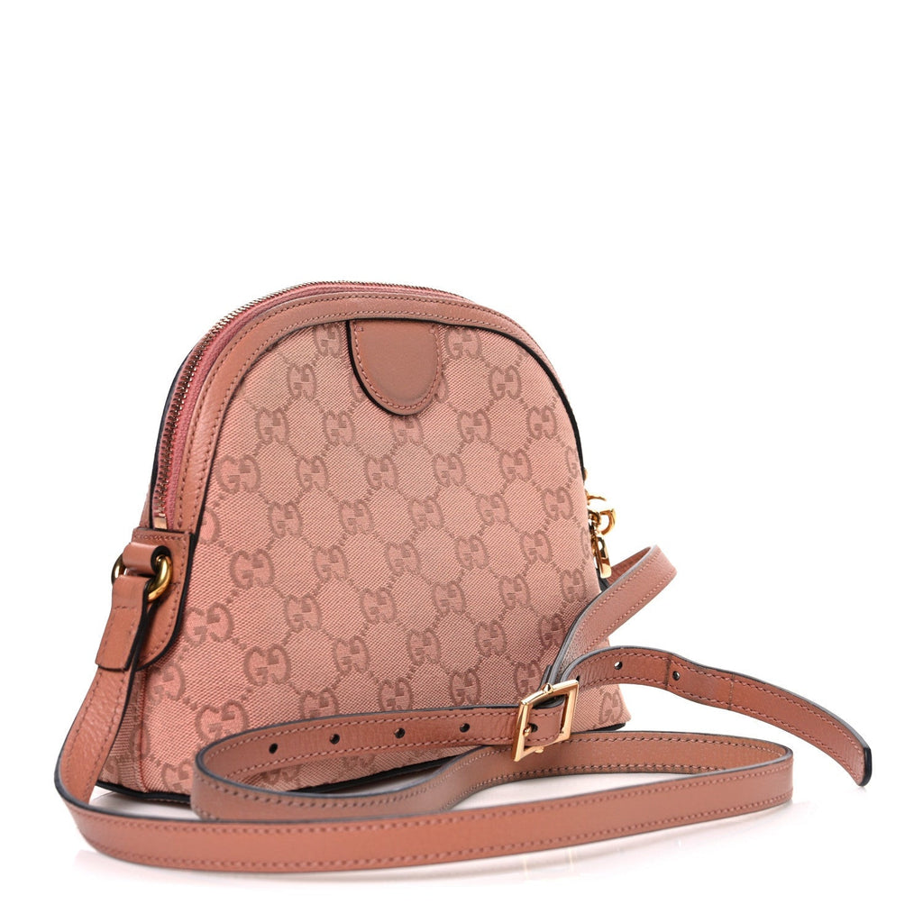 Monogram Textured Dollar Calfskin Small Ophidia Dome Shoulder Bag Cloche Rose Pink