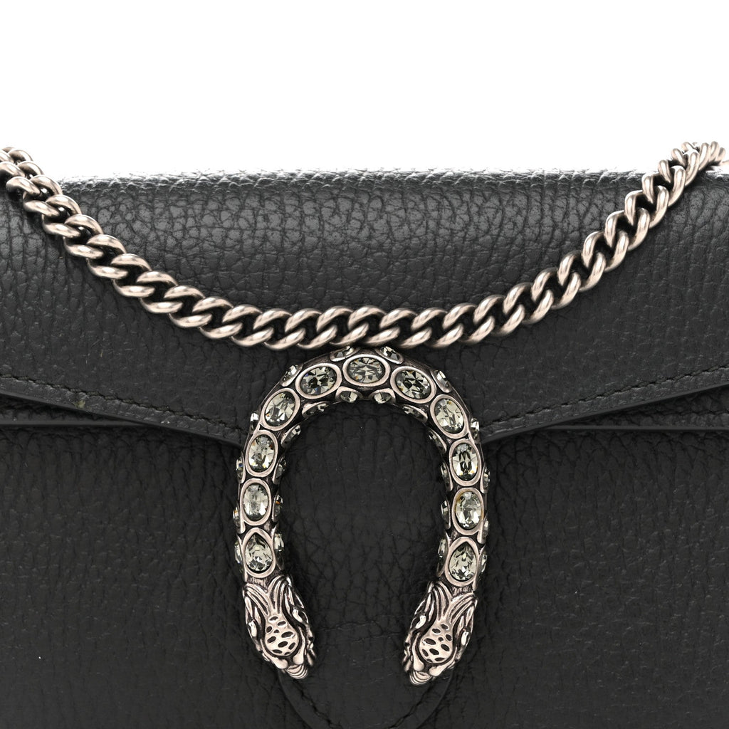 Dollar Calfskin Crystal Super Mini Dionysus Shoulder Bag Black
