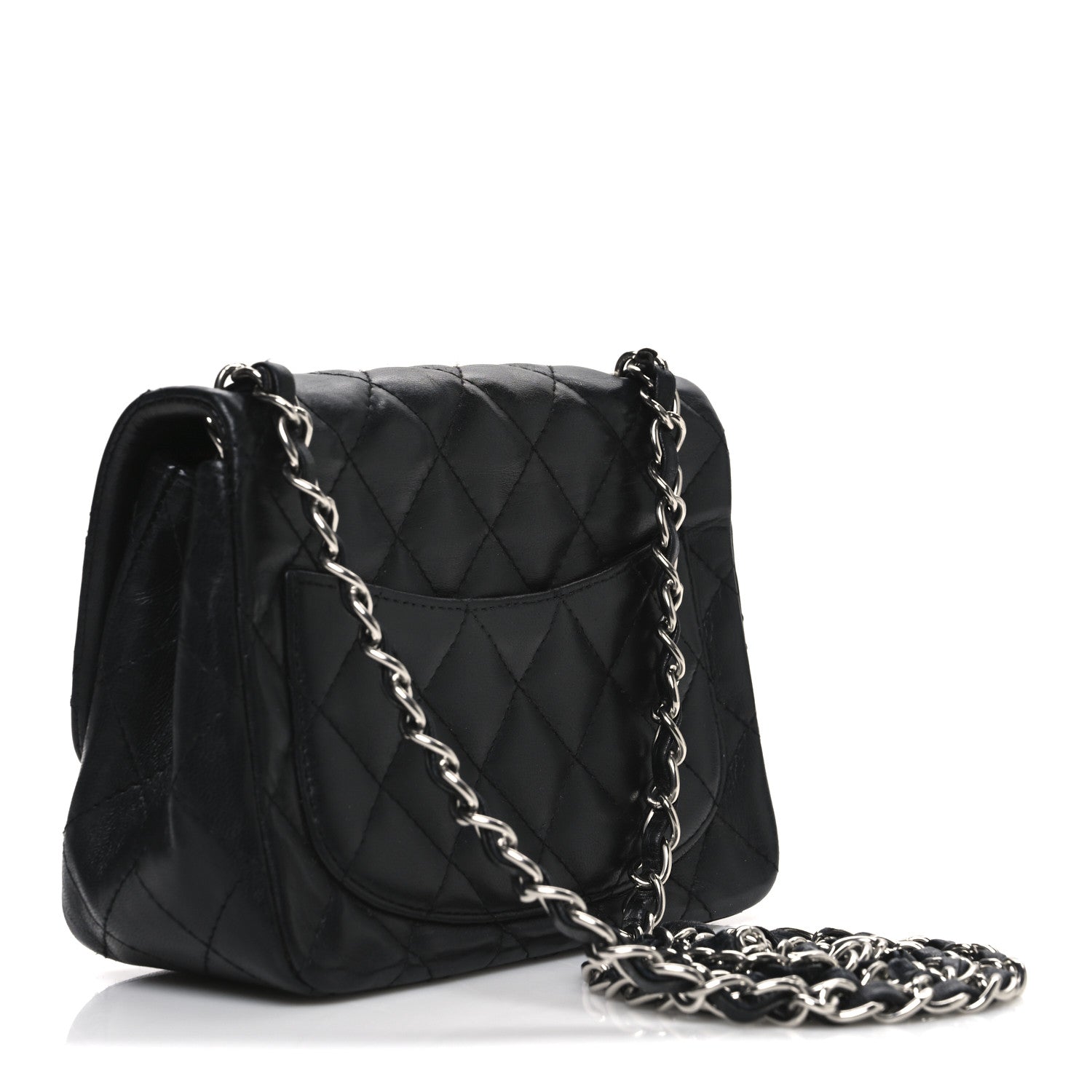 Lambskin Quilted Mini Square Flap Black