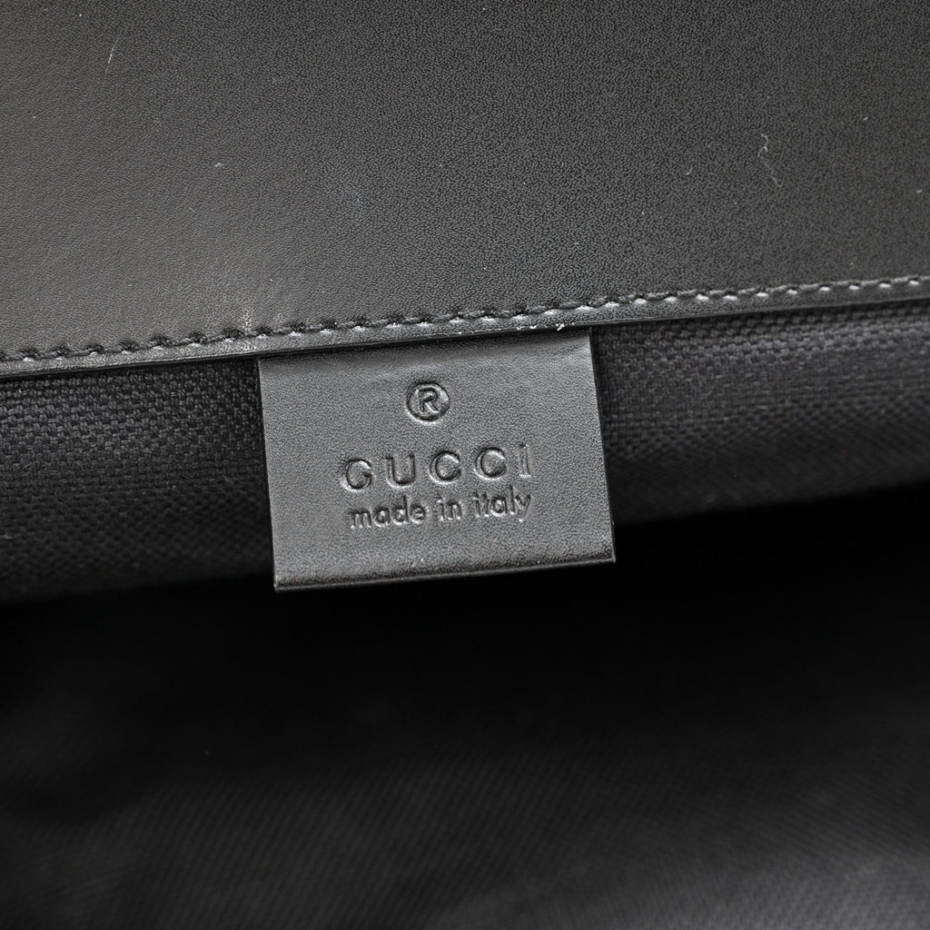 Soft GG Supreme Monogram Calfskin Web Double Buckle Backpack Black