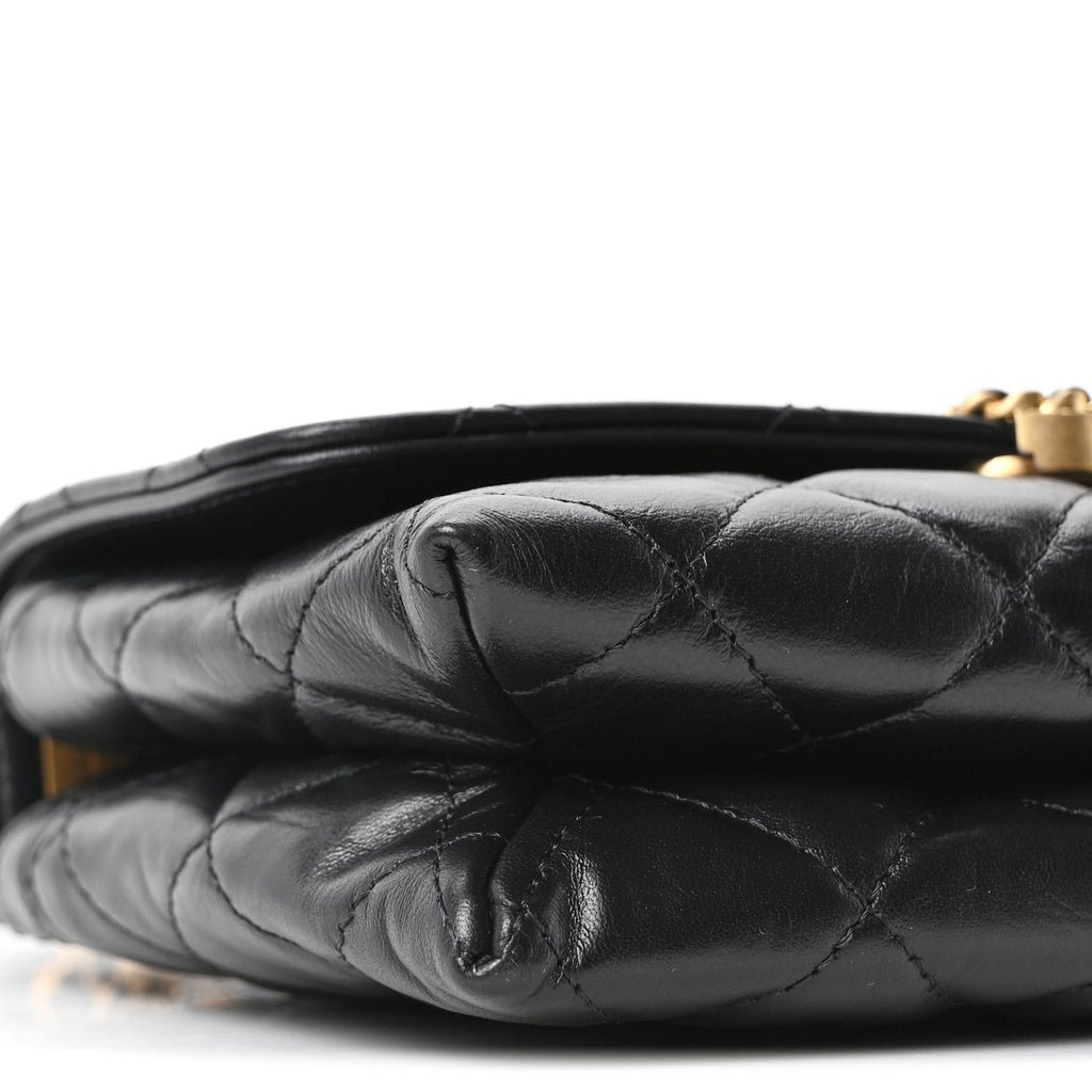 Lambskin Quilted Chanel 19 Chain Flap Wallet Black