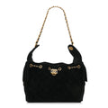 Suede Quilted Small Chanel 25 Handbag Black