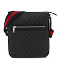 GG Supreme Monogram Web Small Flat Messenger Bag Black Grey