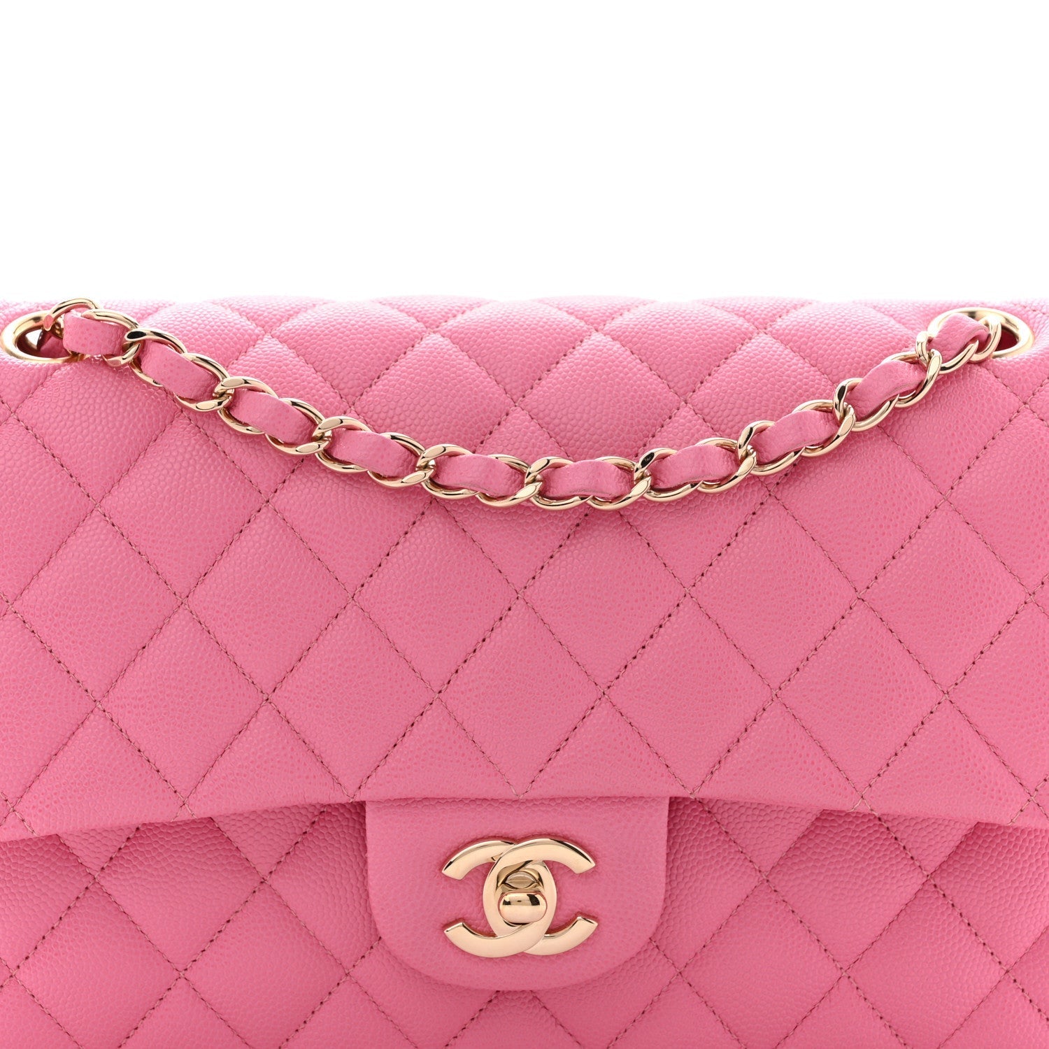Caviar Quilted Medium Double Flap Pink