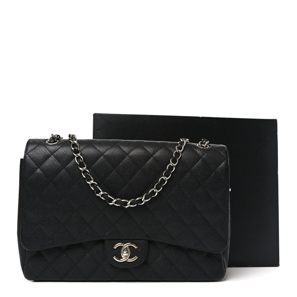 Caviar Quilted Maxi Double Flap Black