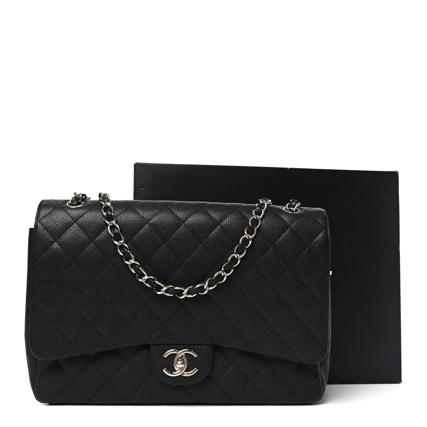 Caviar Quilted Maxi Double Flap Black