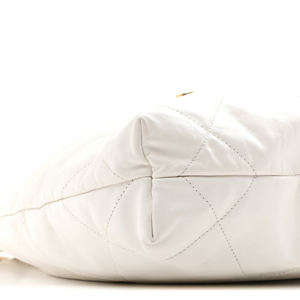 Shiny Calfskin Quilted Small Chanel 22 White