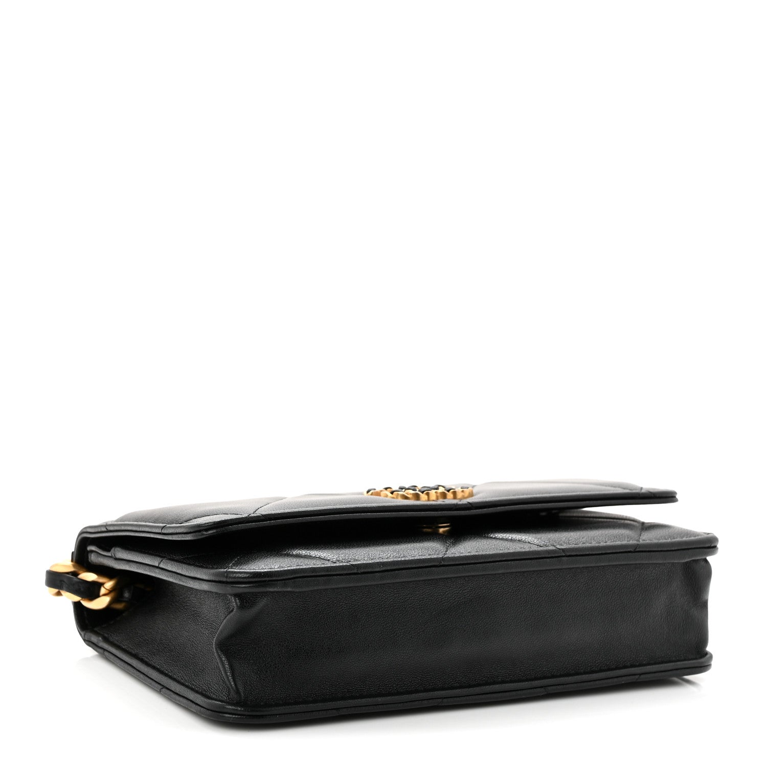 Lambskin Quilted Chanel 19 Wallet On Chain WOC Black