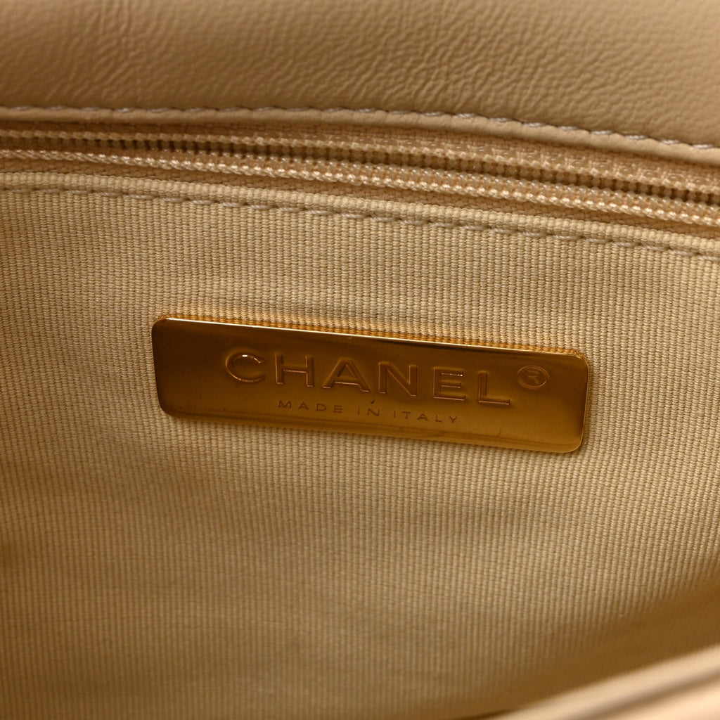 Lambskin Quilted Medium Chanel 19 Flap Beige