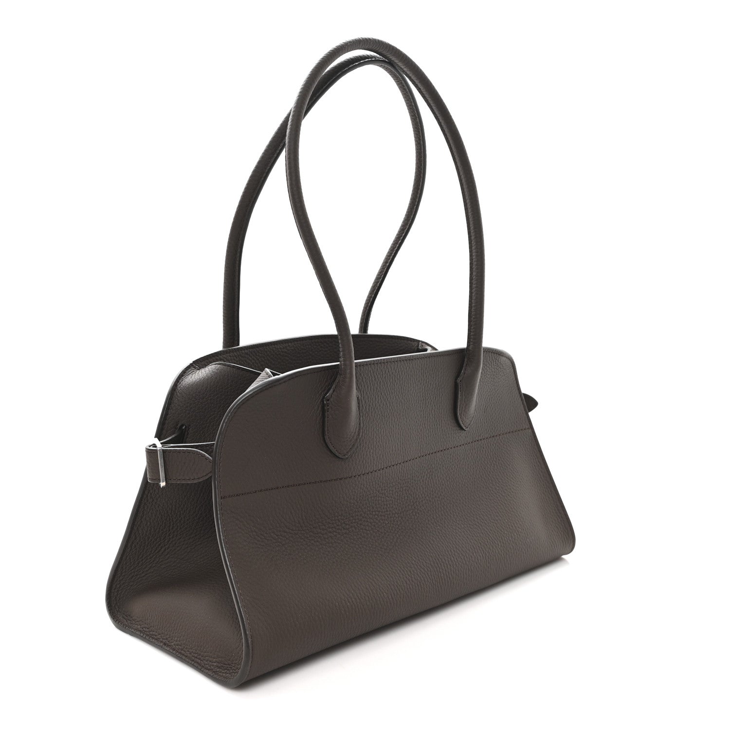 Matte Grained Calfskin Margaux Shoulder 12 Deep Brown