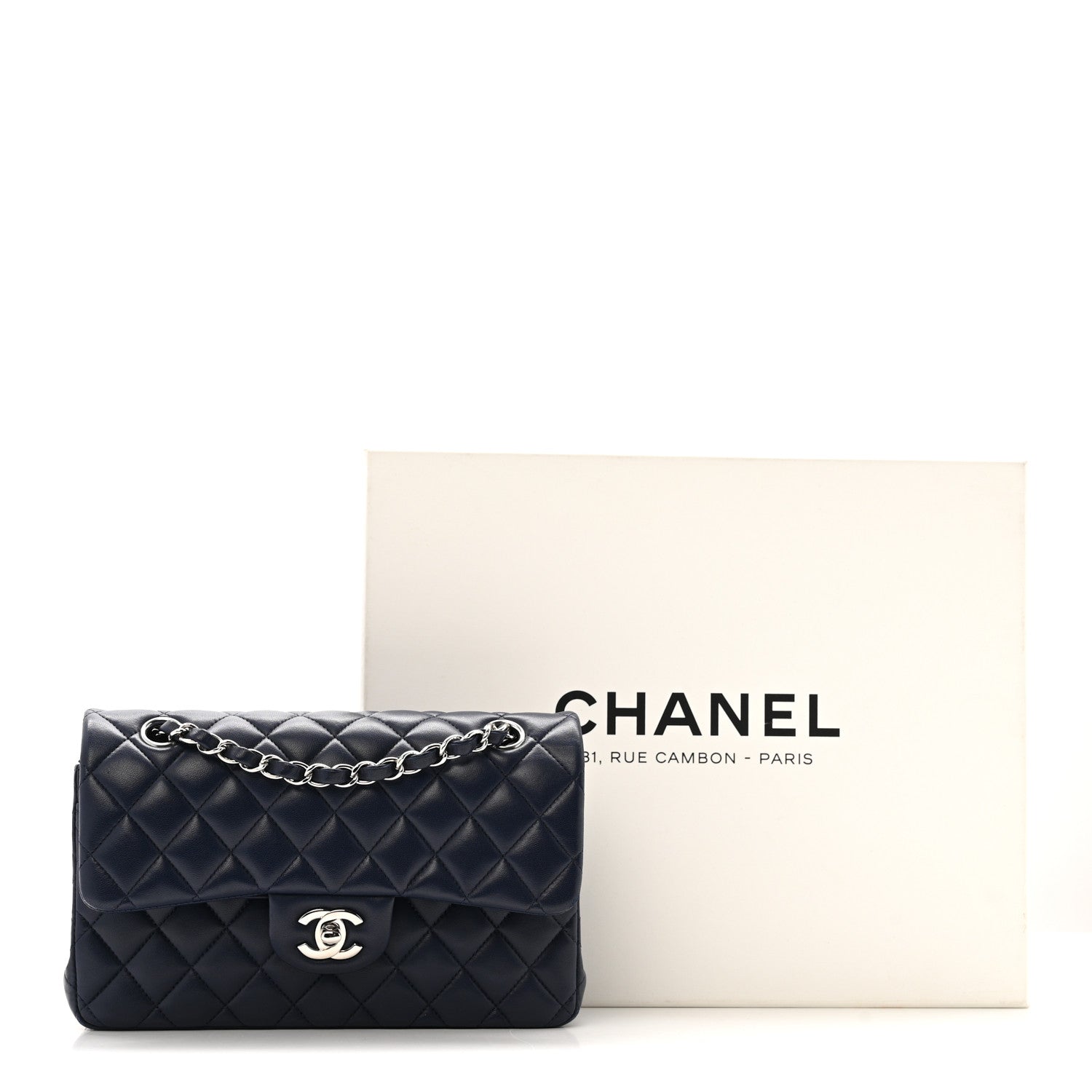 Lambskin Quilted Small Double Flap Blue
