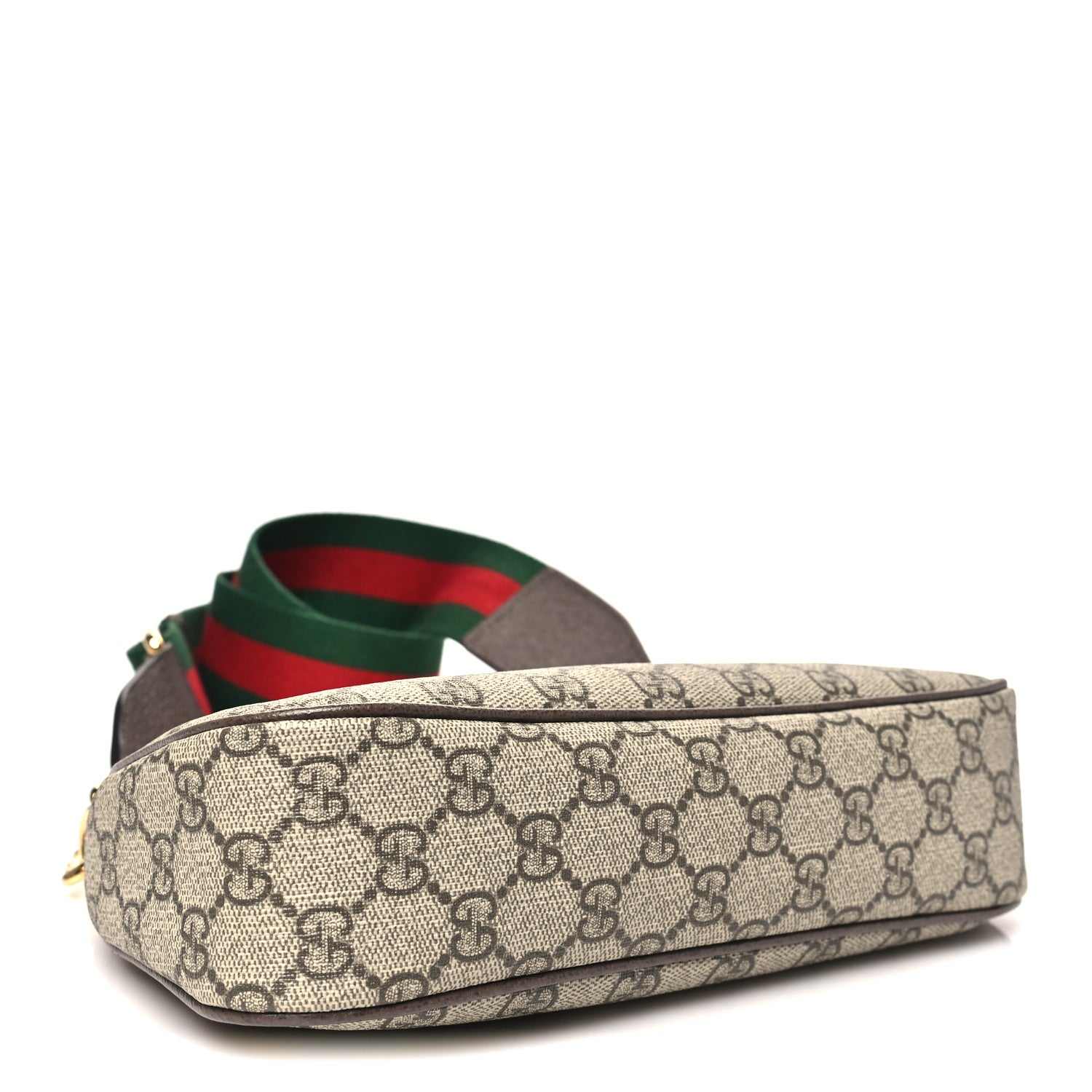 GG Supreme Monogram Textured Dollar Calfskin Web Small Ophidia GG Handbag Beige Ebony New Acero