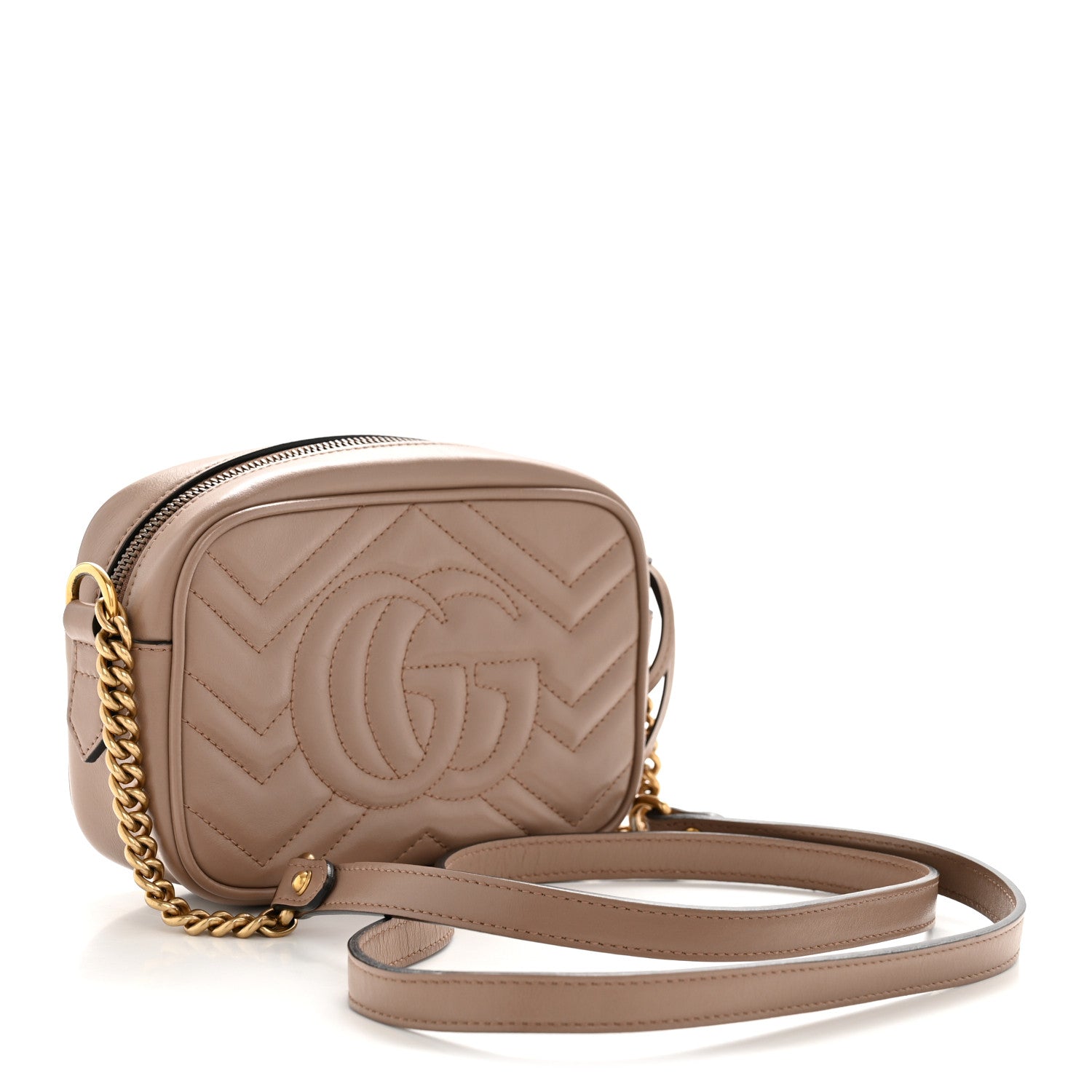 Calfskin Matelasse Mini GG Marmont Chain Shoulder Bag Porcelain Rose