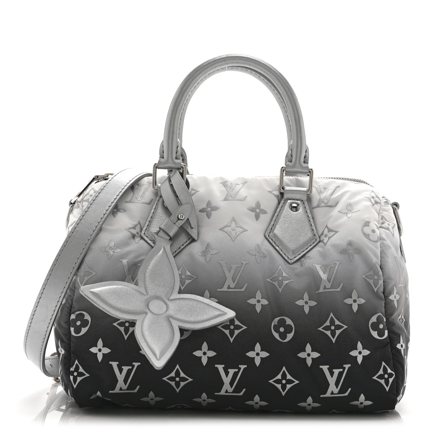 Nylon Monogram Gradient LV Snow Speedy Bandouliere 25 Frost