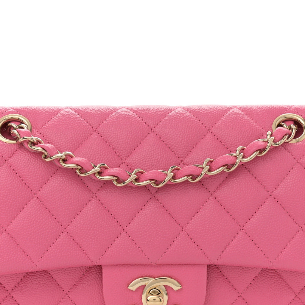 Caviar Quilted Small Double Flap Pink