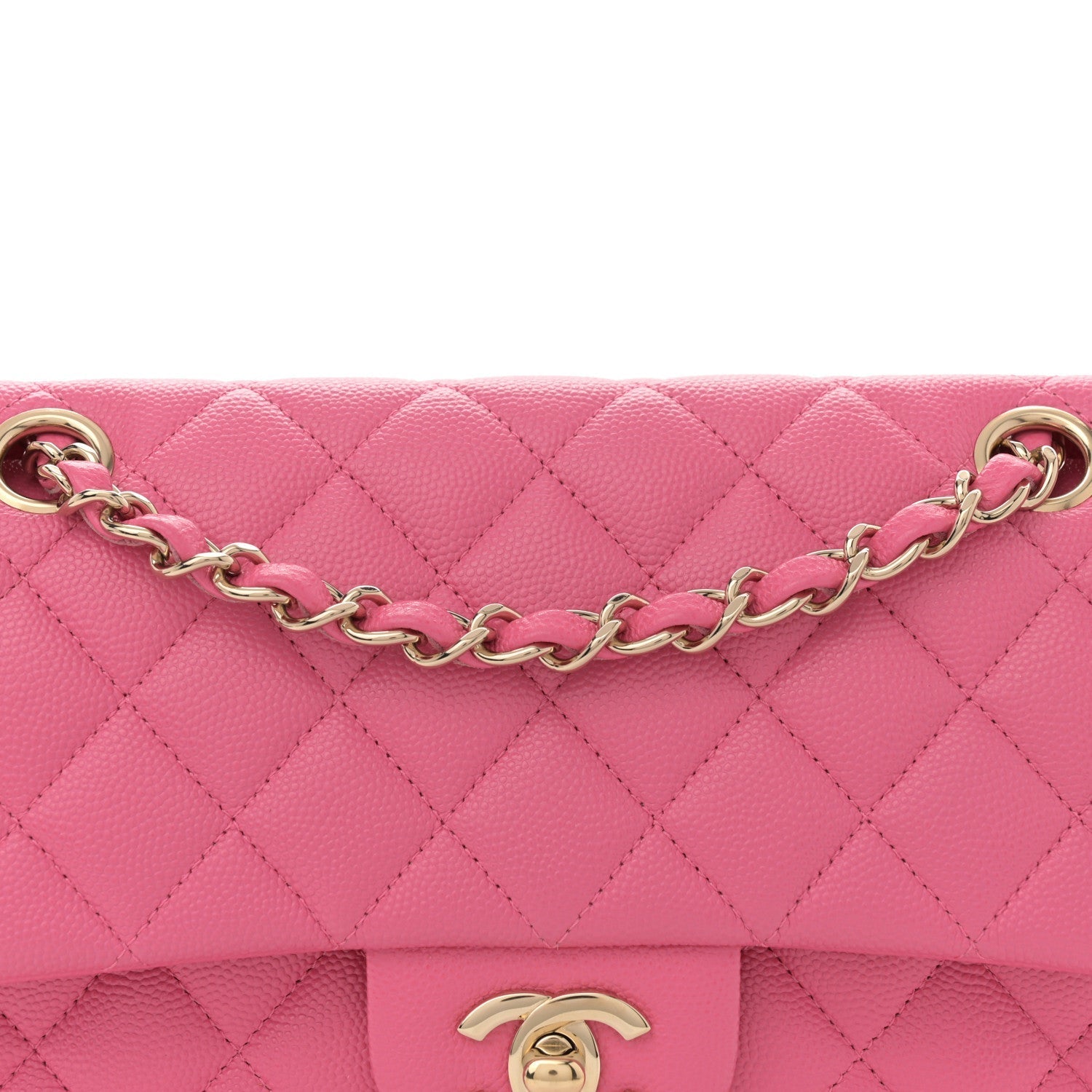 Caviar Quilted Small Double Flap Pink