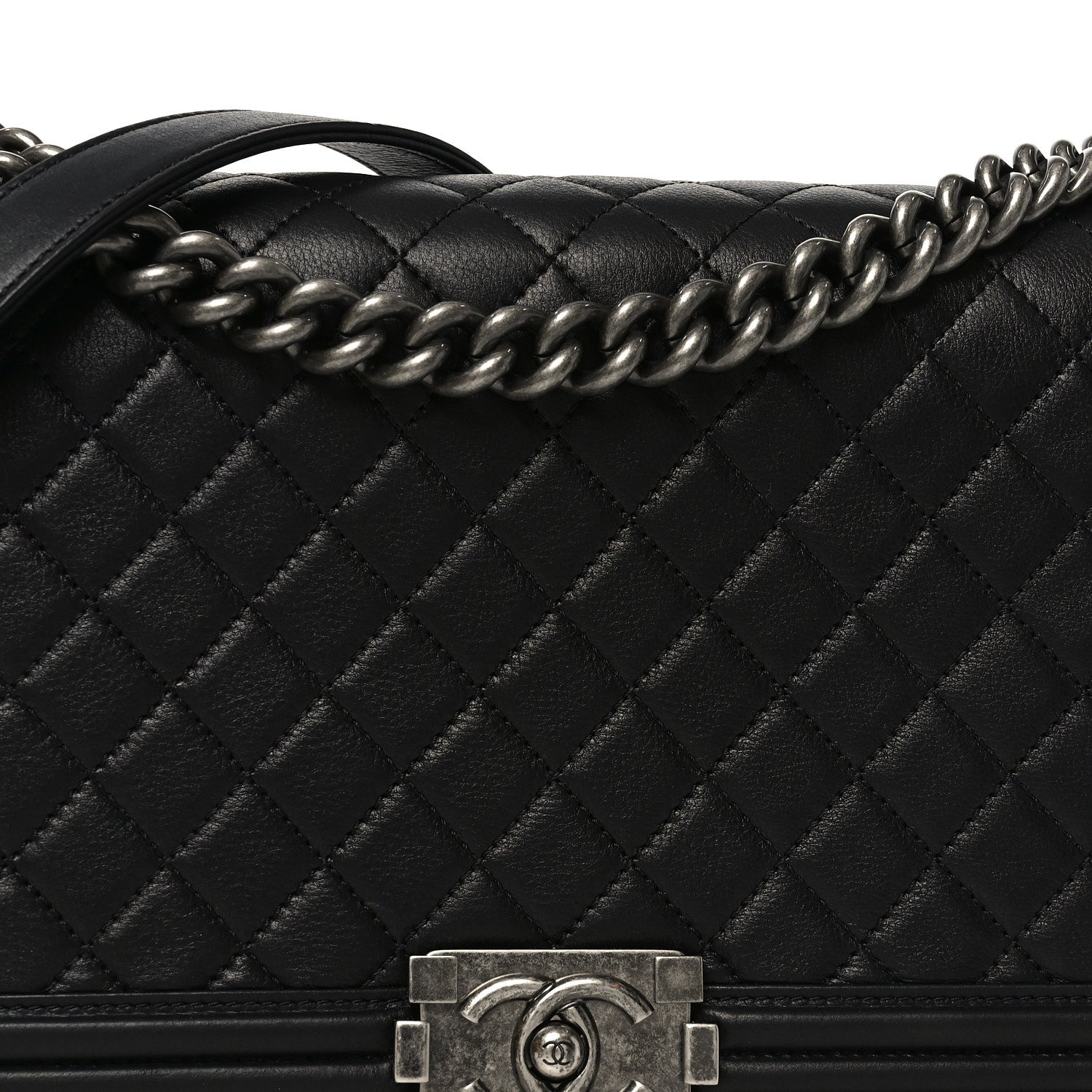 Calfskin Quilted New Medium Boy Flap Black