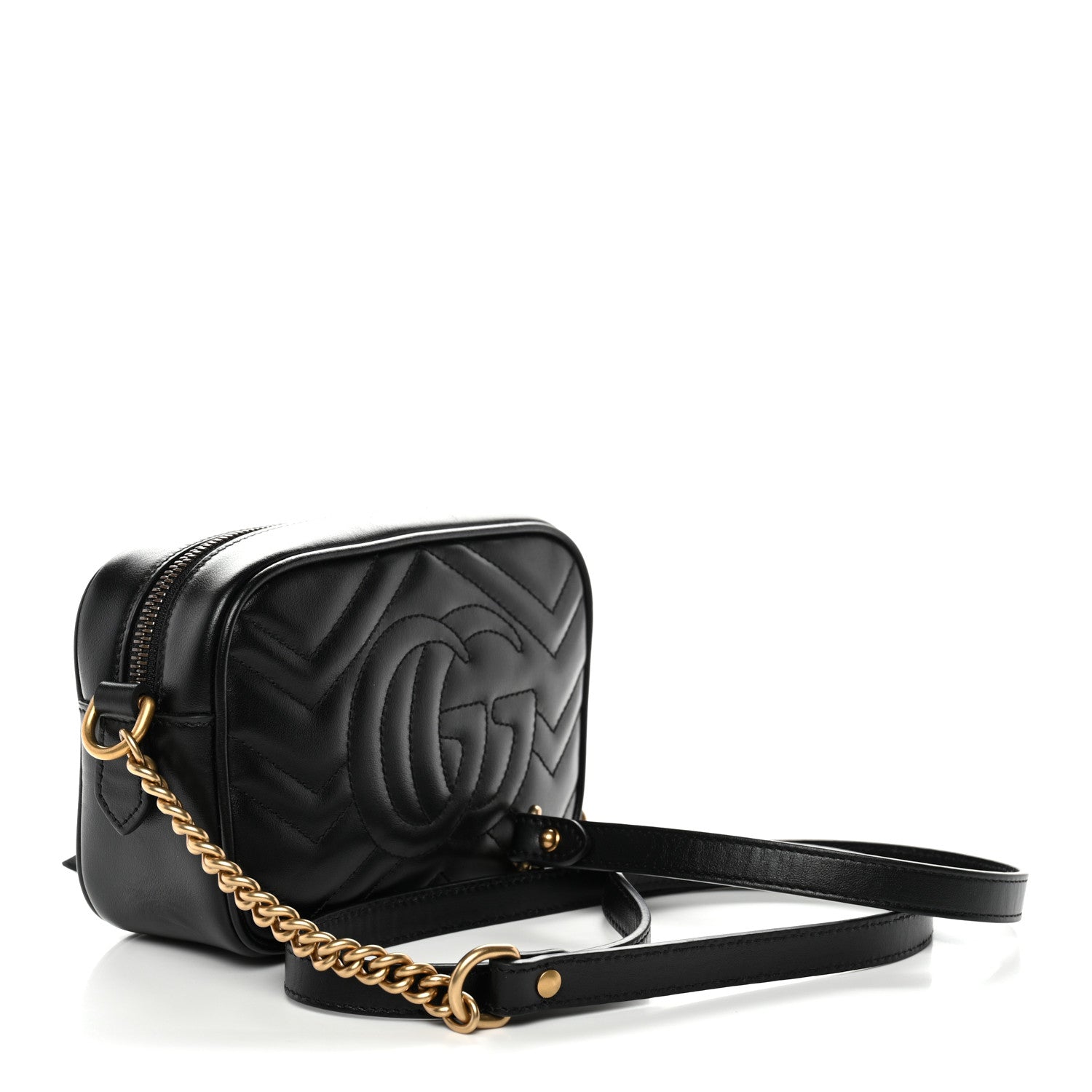 Calfskin Matelasse Mini GG Marmont Chain Shoulder Bag Black