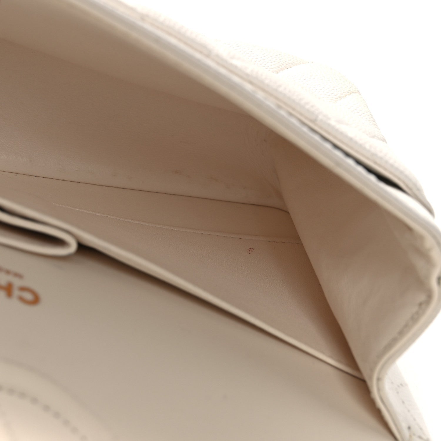 Caviar Quilted Medium Double Flap White