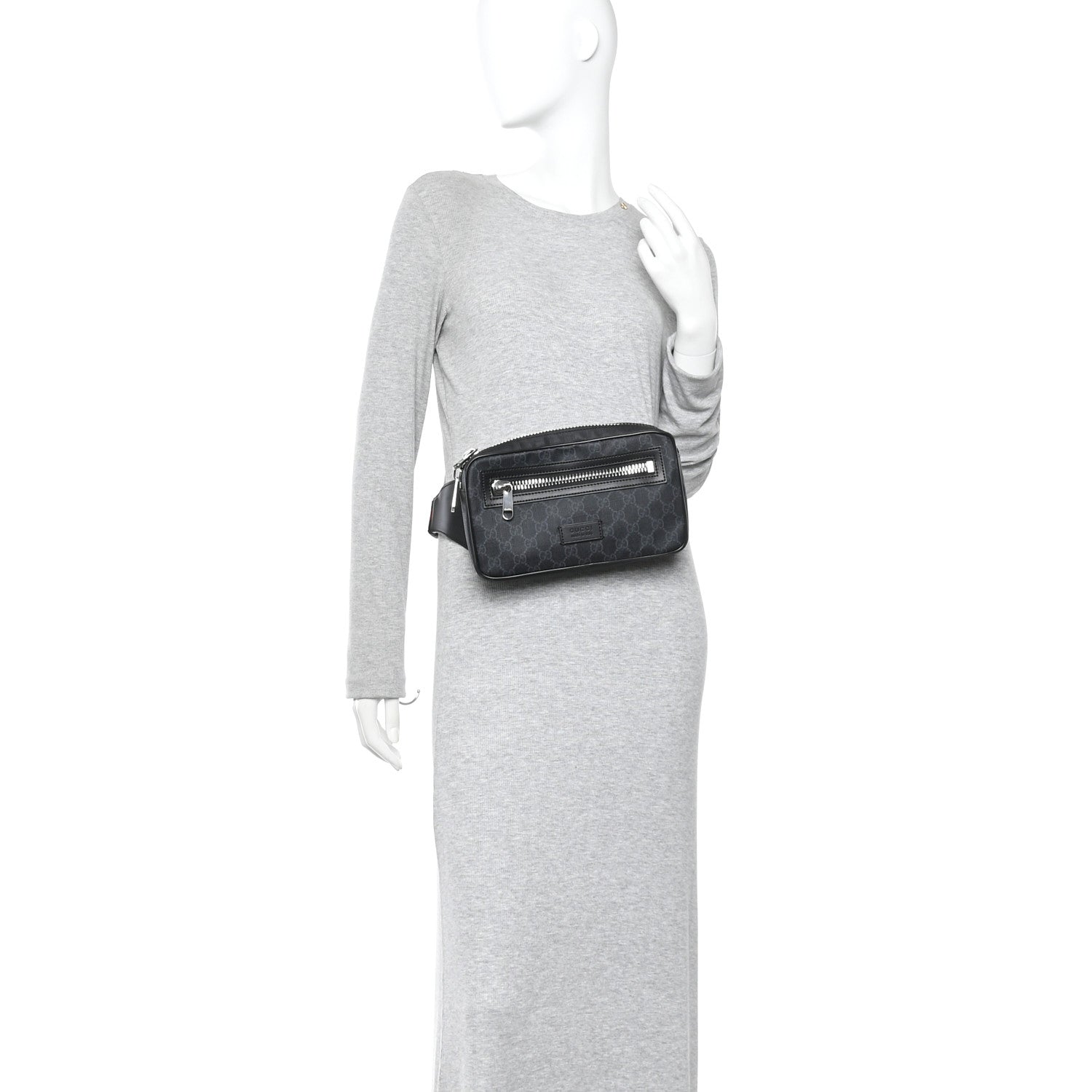 Soft GG Supreme Monogram Web Belt Bag Black Grey