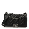 Lambskin Quilted Medium Boy Flap Black