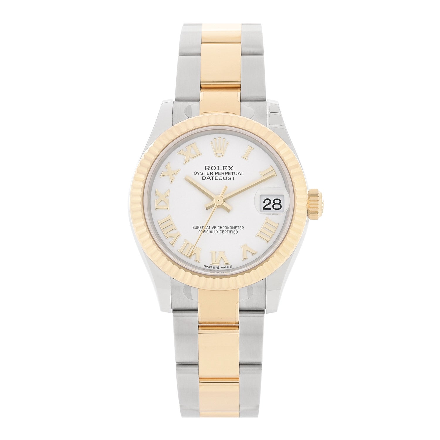 Stainless Steel 18K Yellow Gold 31mm Oyster Perpetual Datejust Watch White Roman 278273