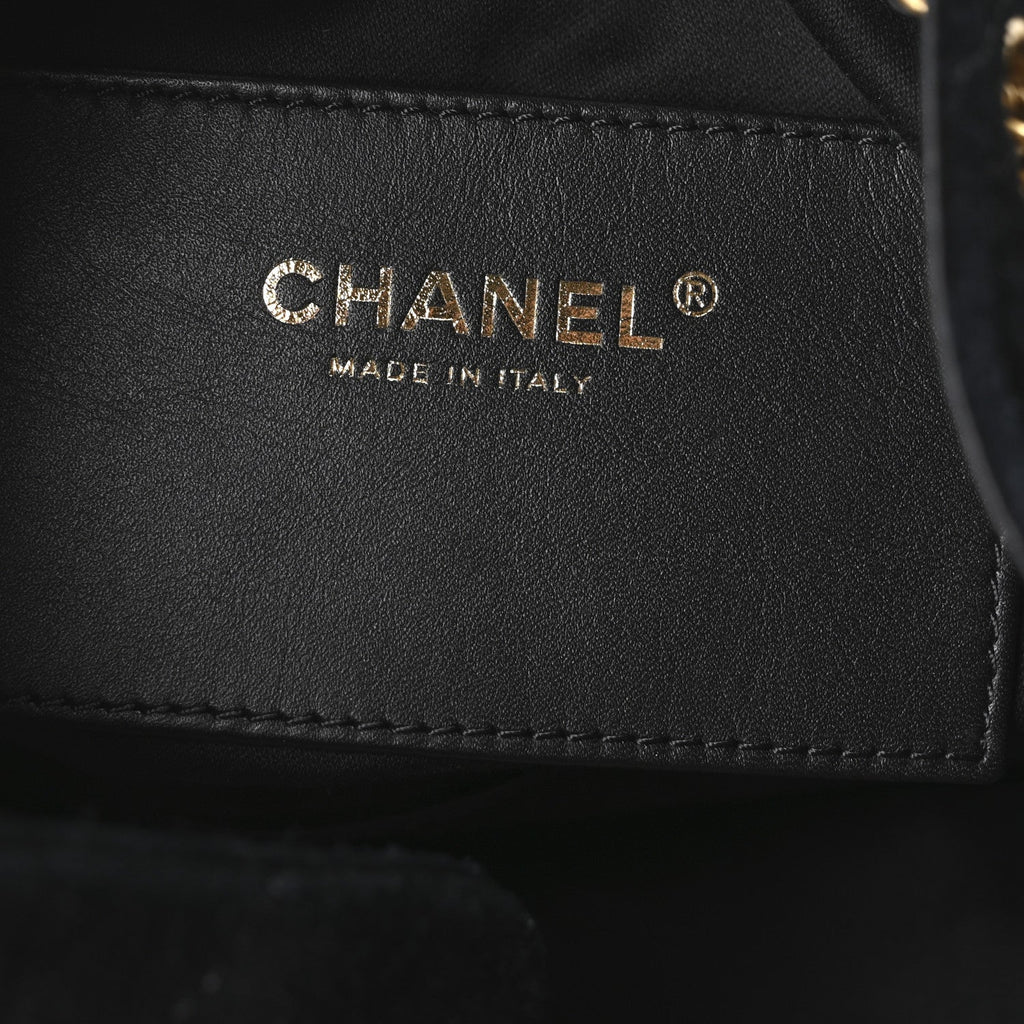 Suede Quilted Small Chanel 25 Handbag Black