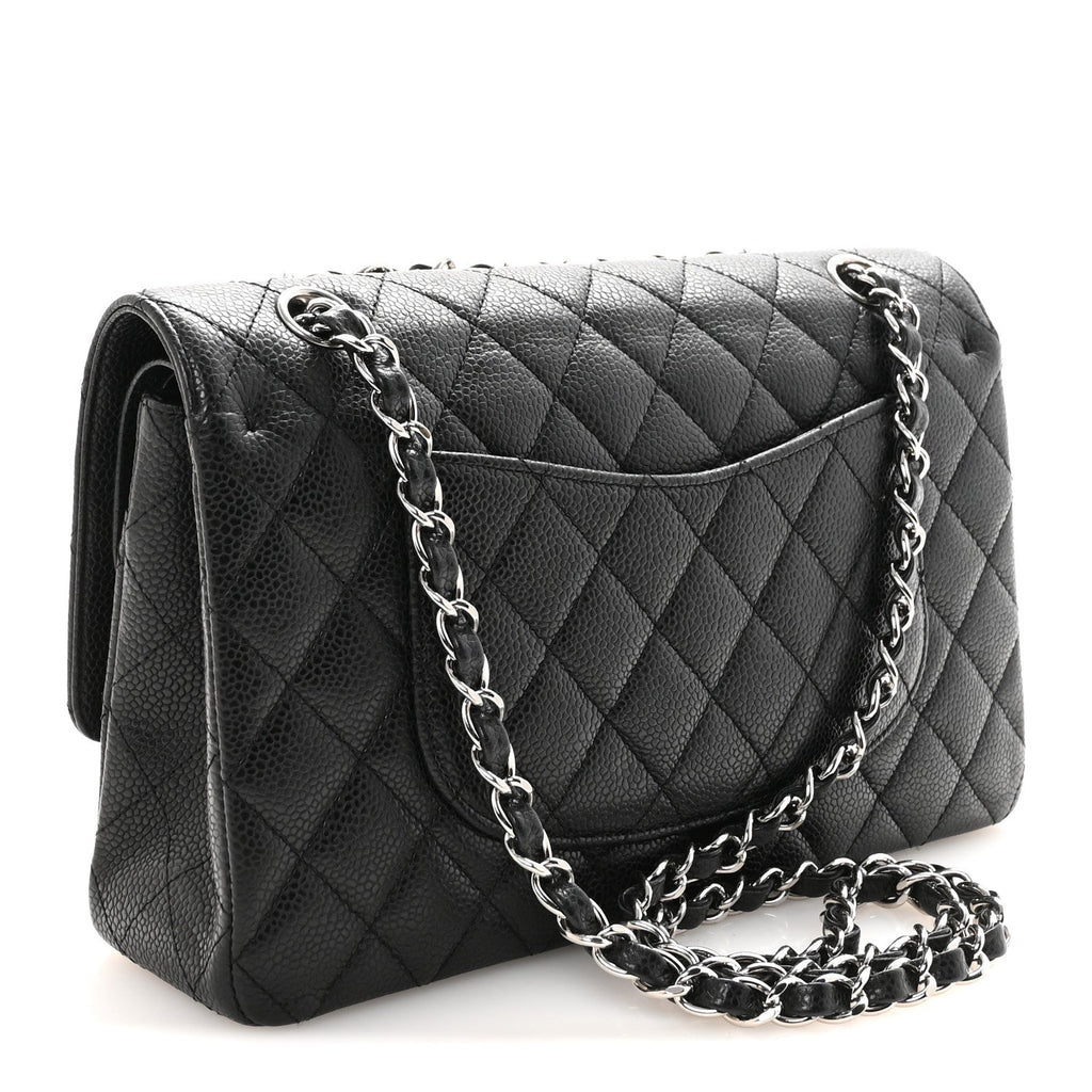 Caviar Quilted Medium Double Flap Black