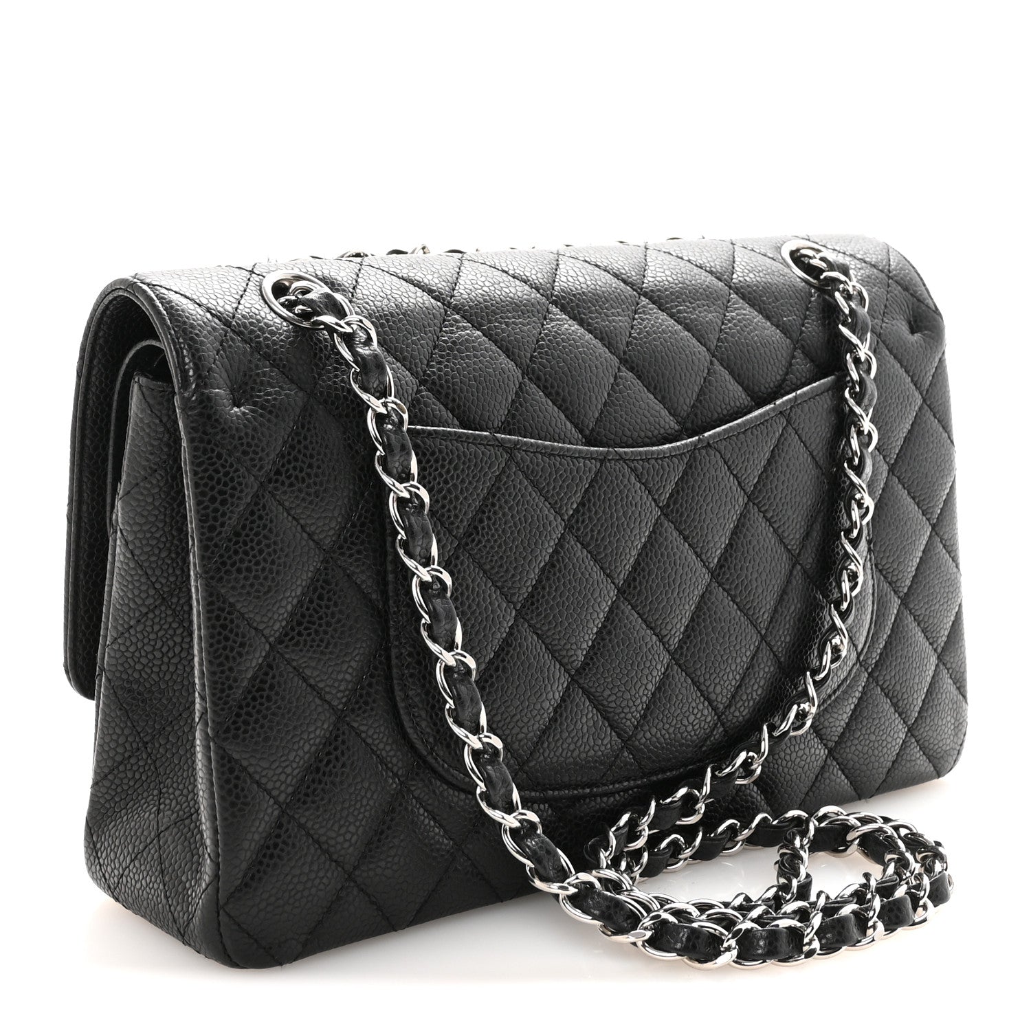 Caviar Quilted Medium Double Flap Black