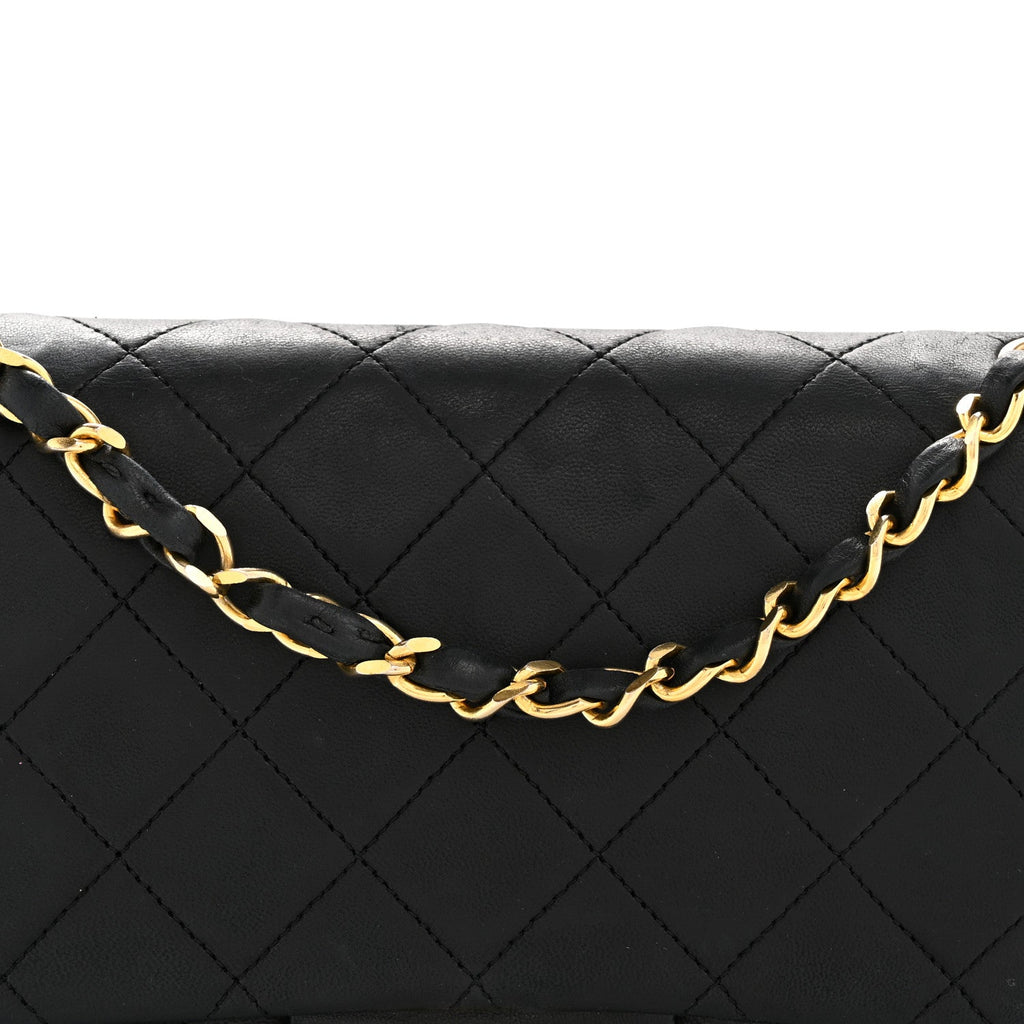 Lambskin Quilted Medium Double Flap Black
