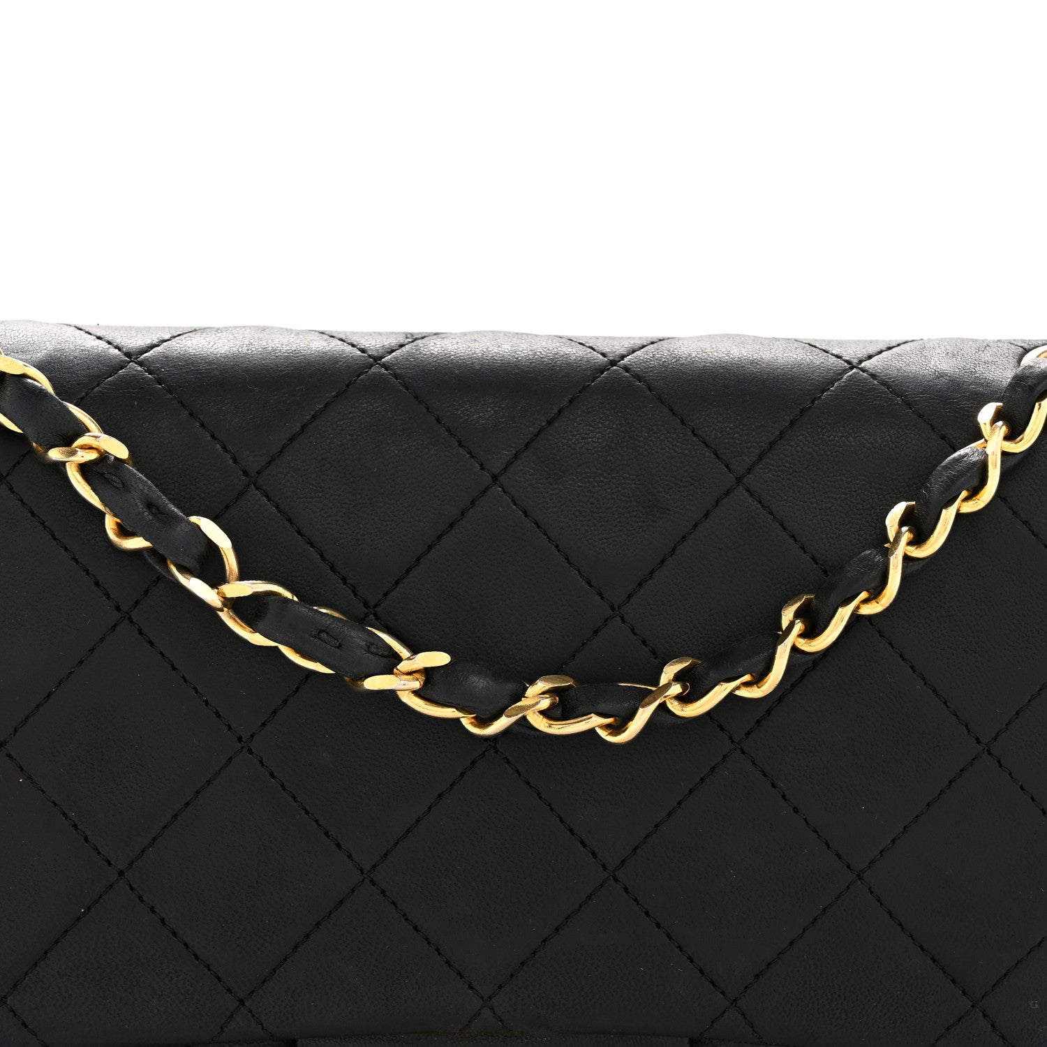 Lambskin Quilted Medium Double Flap Black