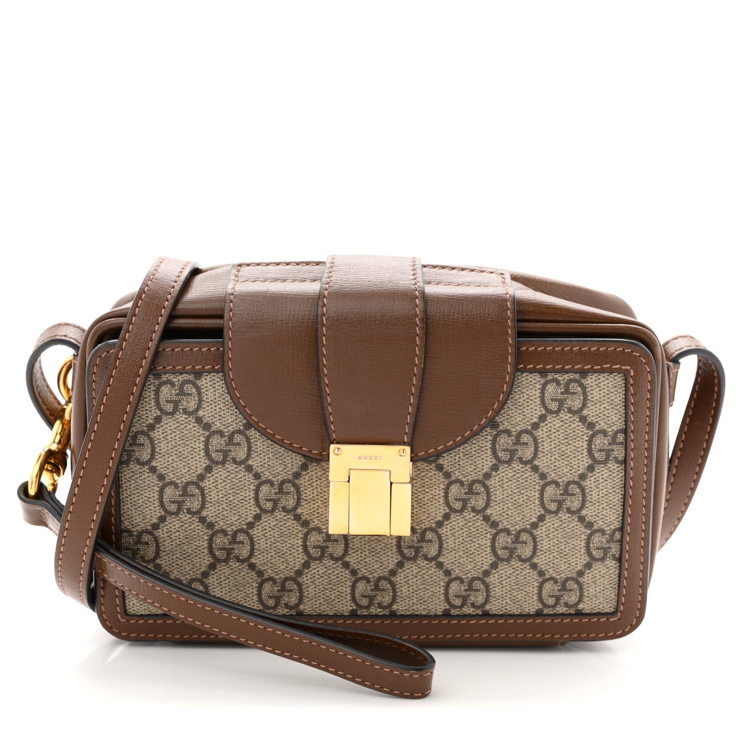 GG Supreme Monogram Mini Clasp Bag Beige Brown