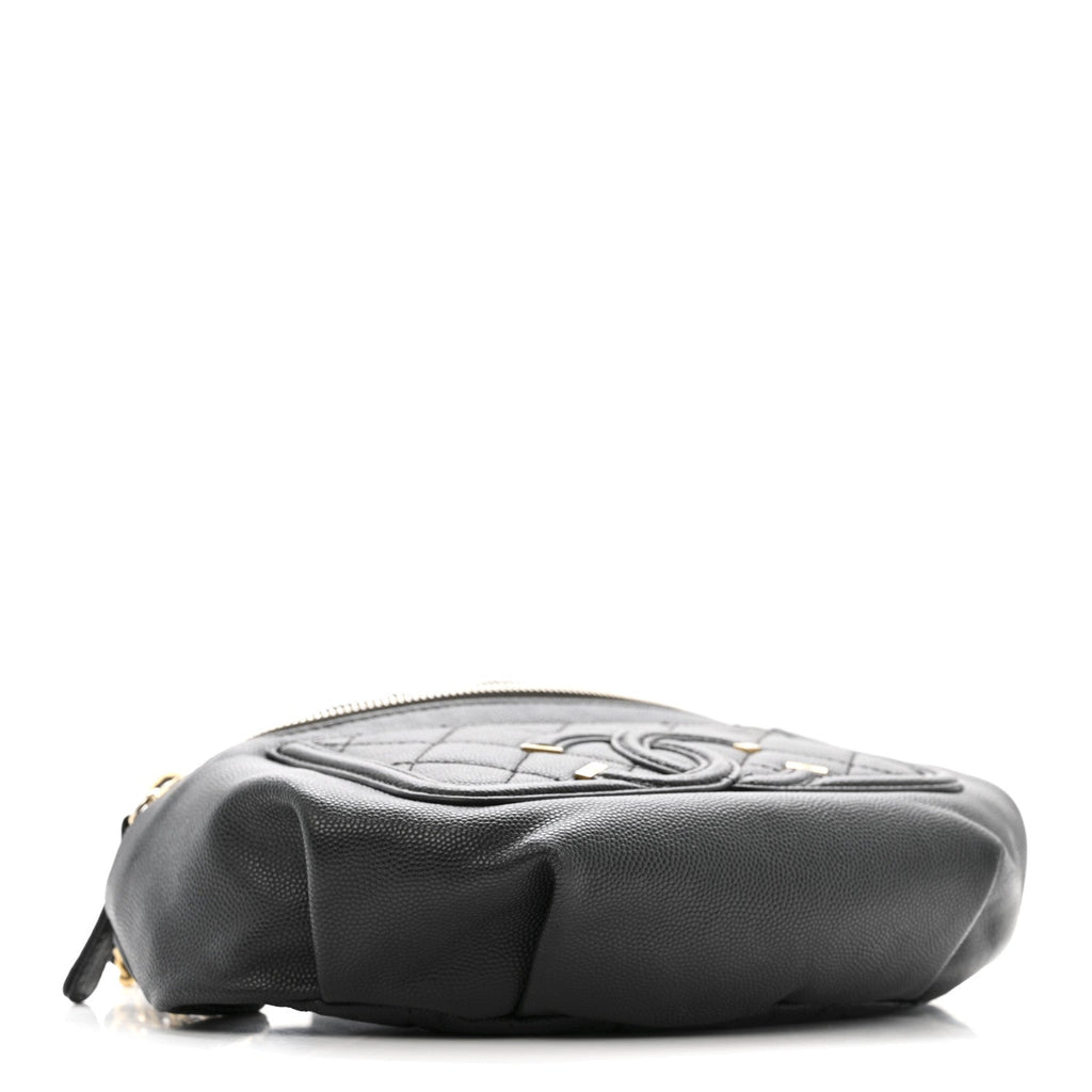 Caviar Quilted Filigree Waist Bag Black