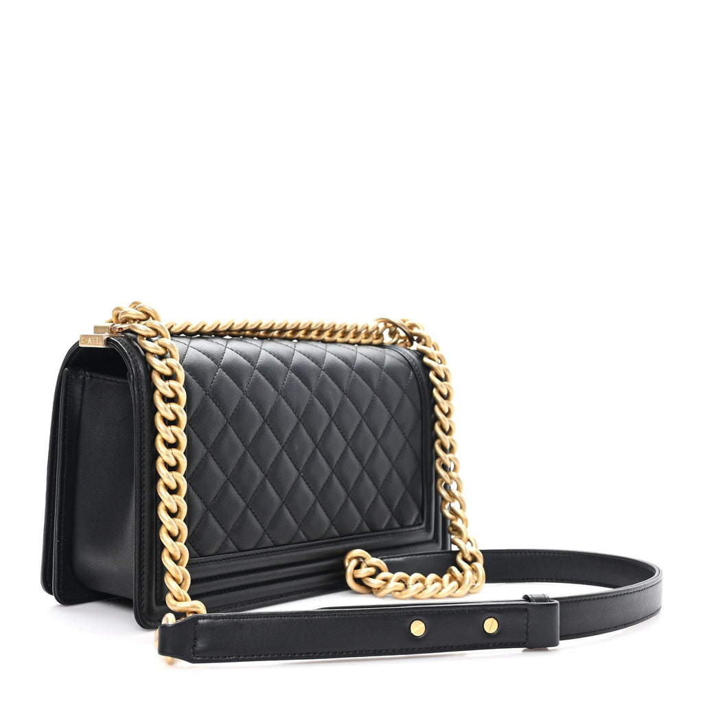 Calfskin Quilted Medium Boy Flap Black