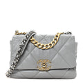 Goatskin Quilted Medium Chanel 19 Flap Grey