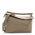Grained Calfskin Small Puzzle Edge Bag Sand