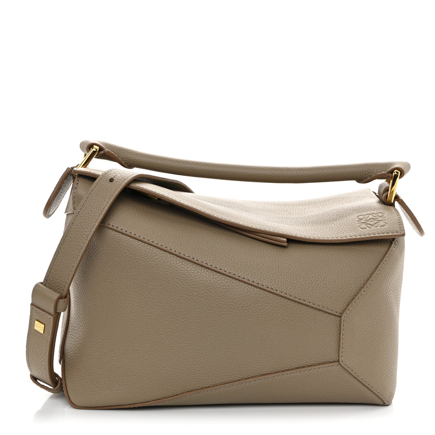 Grained Calfskin Small Puzzle Edge Bag Sand