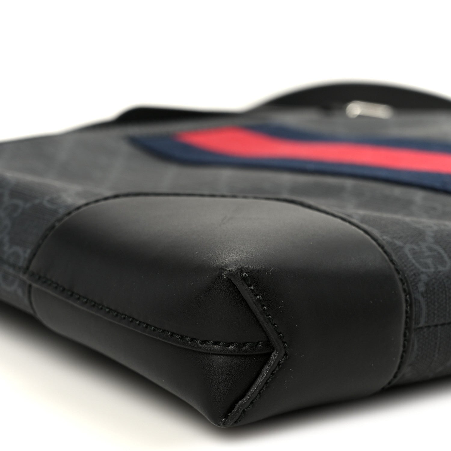 Soft GG Supreme Monogram Appia Calfskin Web East West Messenger Bag Black Grey