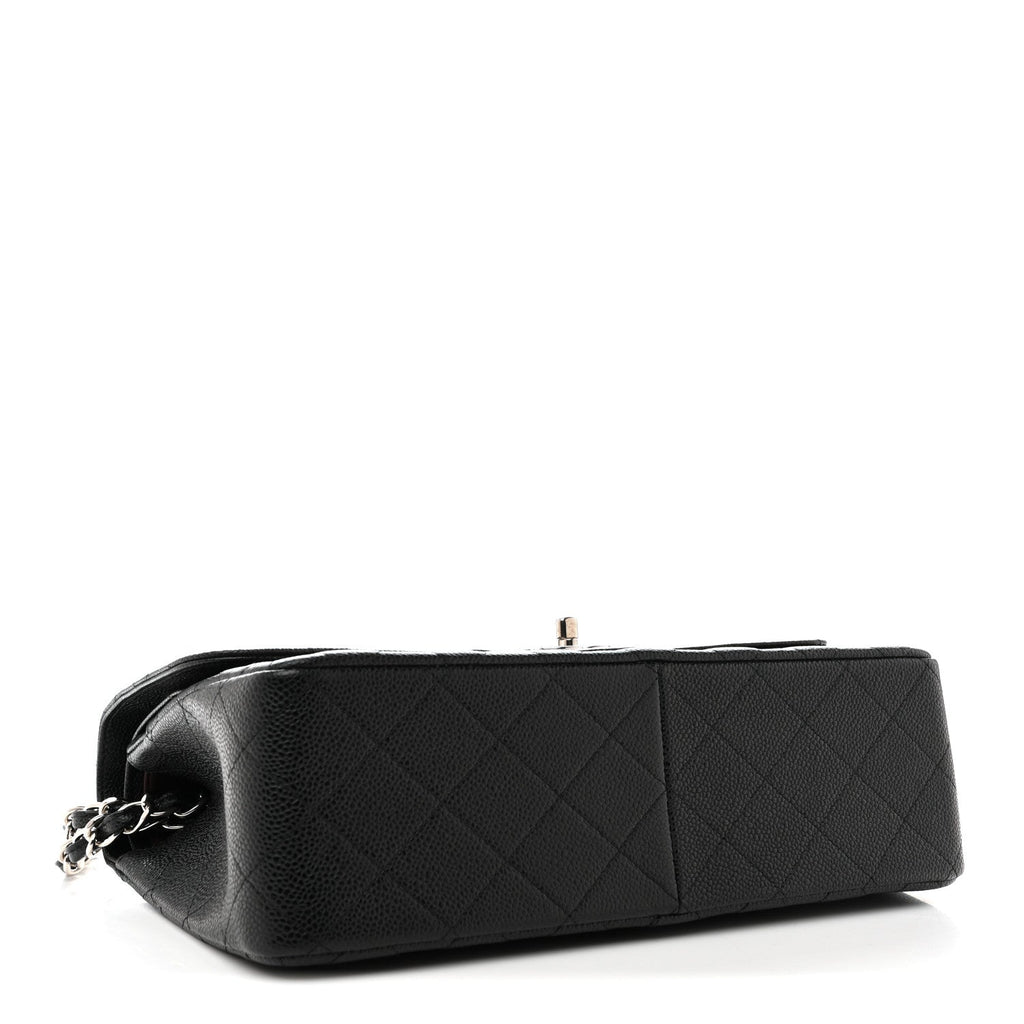 Caviar Quilted Jumbo Double Flap Black