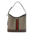 GG Supreme Monogram Textured Dollar Calfskin Web Large Ophidia Bucket Shoulder Bag Beige Ebony New Acero