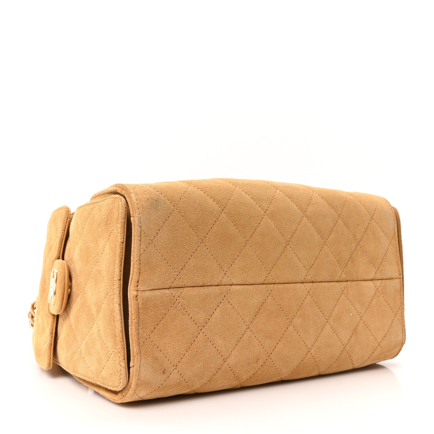 Suede Quilted Small Chanel 25 Handbag Beige