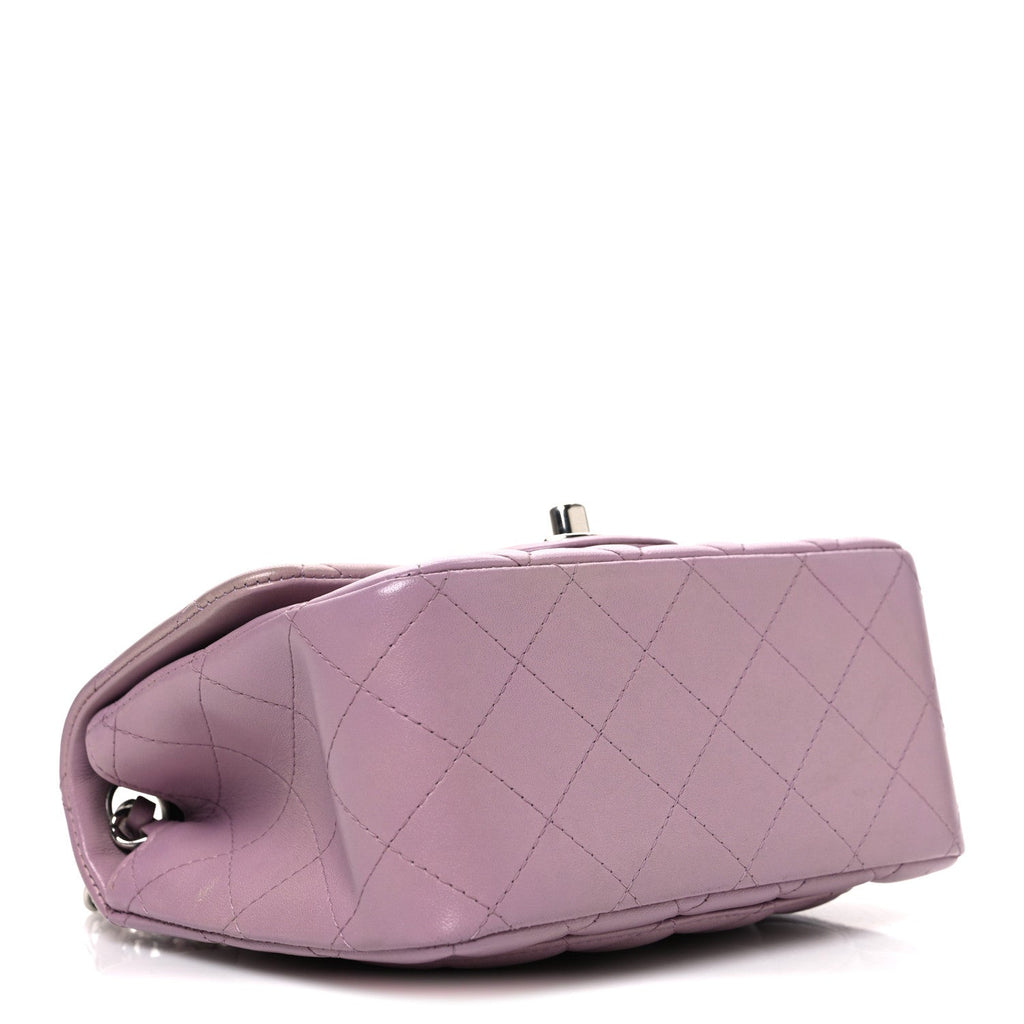 Lambskin Quilted Mini Square Flap Purple