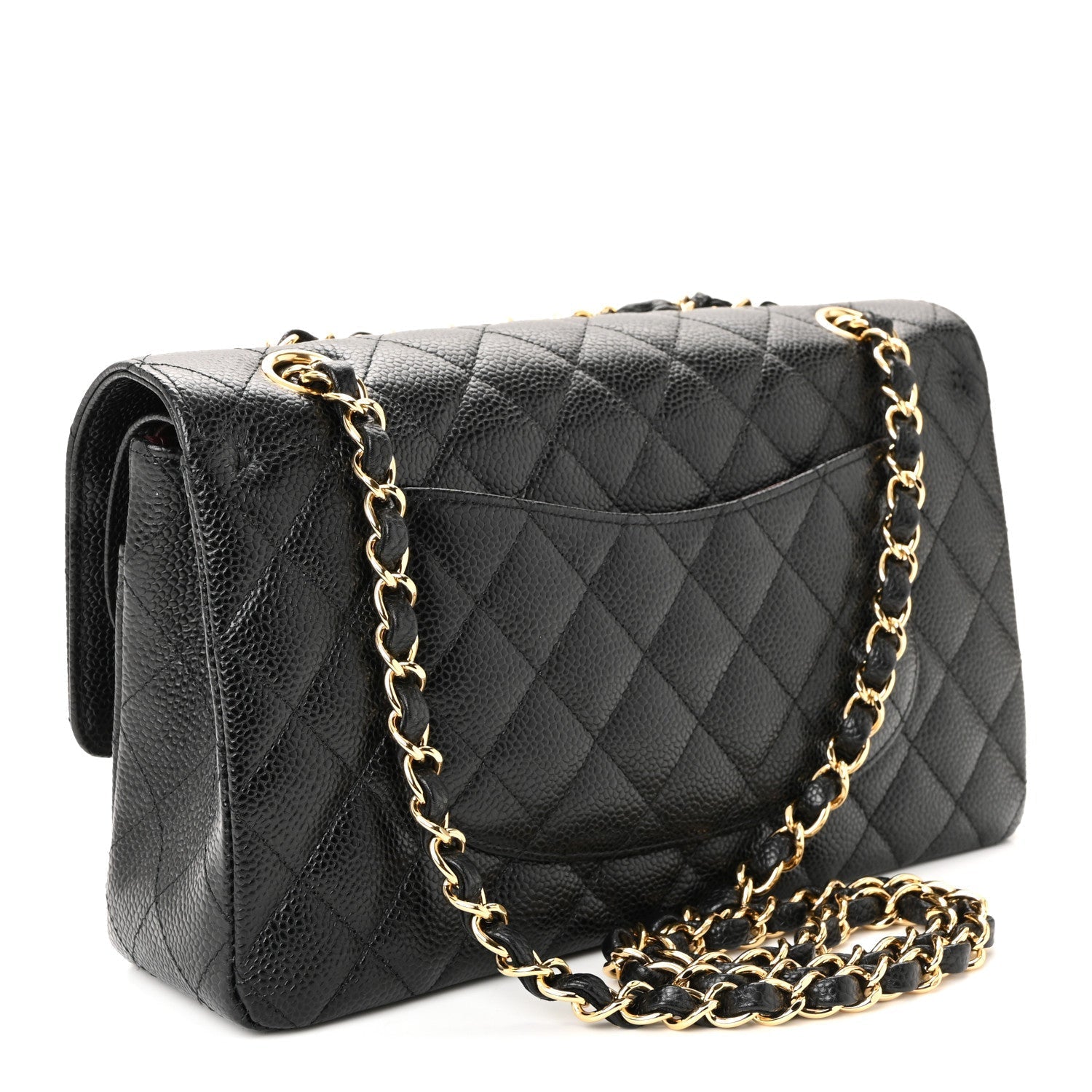 Caviar Quilted Medium Double Flap Black