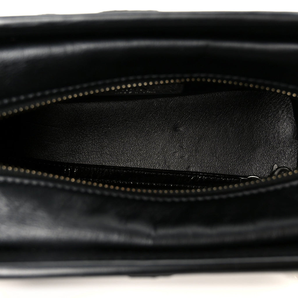 Snakeskin Patent Calfskin Small Gabrielle Hobo Black