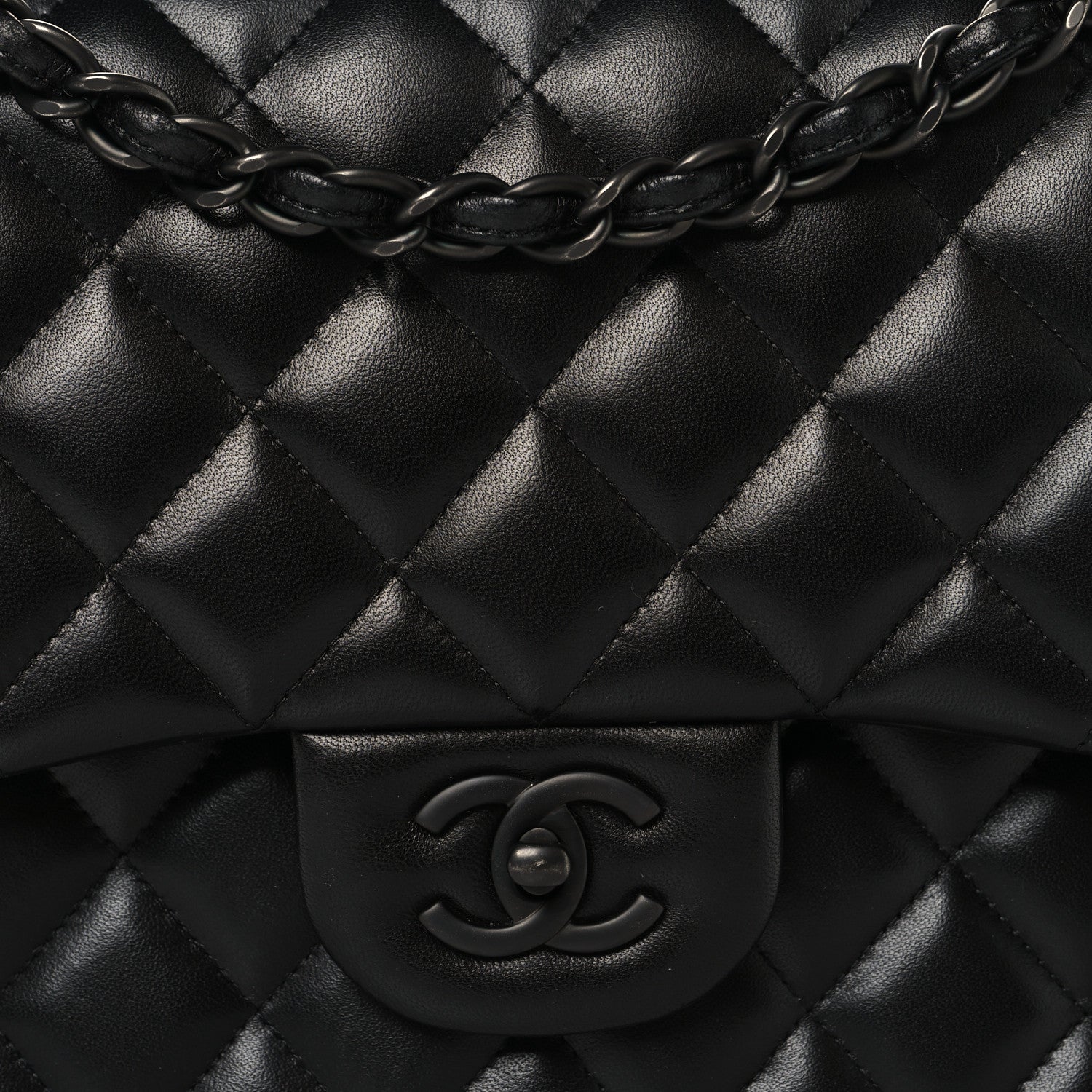Lambskin Quilted Jumbo Double Flap So Black