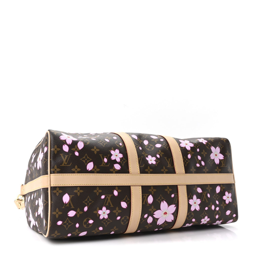 LV X TM Monogram Cherry Blossom Keepall Bandouliere 45 Sakura Brown