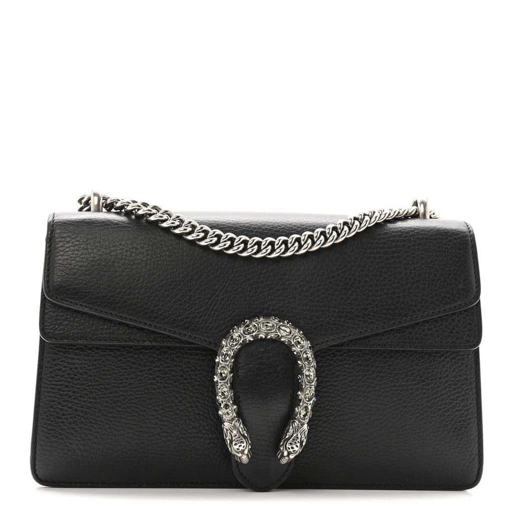 Pebbled Calfskin Small Dionysus Shoulder Bag Black